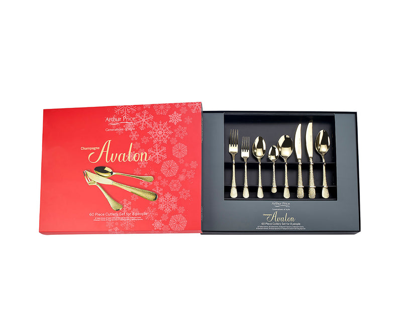 Champagne Avalon 60 Piece 8 Person Cutlery Set