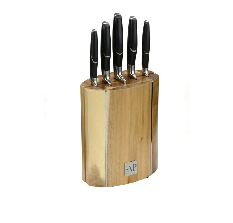 6 Piece Oval  Wooden Knife Block Set